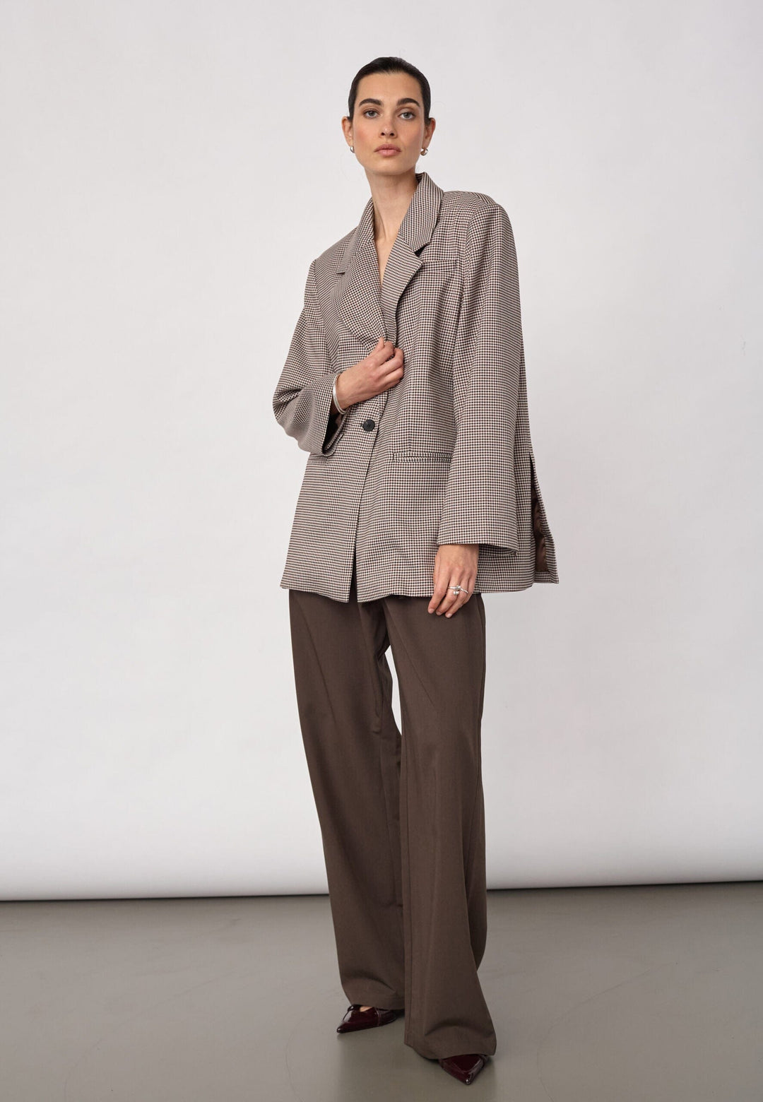 Co´Couture - Midacc Check Power Blazer 500845 - 10060 - Bone - Brown Blazere 