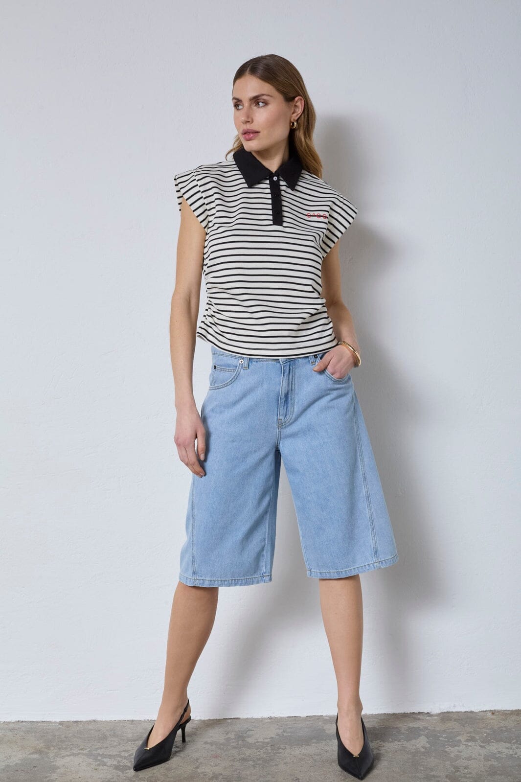 Co´Couture - Normacc Stripe Polo Top 43024 - 96 - Black