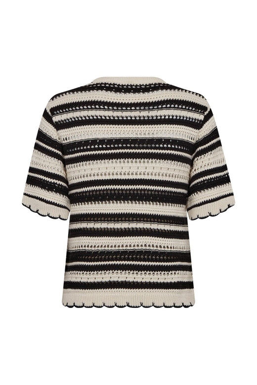 Co´Couture - Odettecc Stripe Ss O-Knit 42018 - 1196 - Offwhite-Black