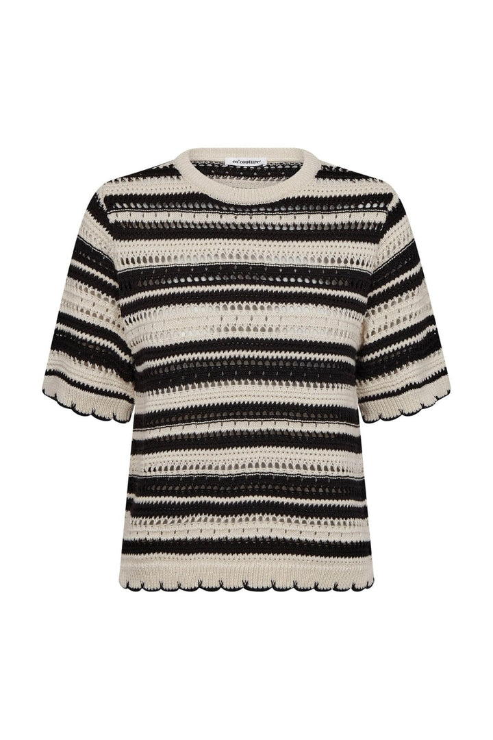 Co´Couture - Odettecc Stripe Ss O-Knit 42018 - 1196 - Offwhite-Black