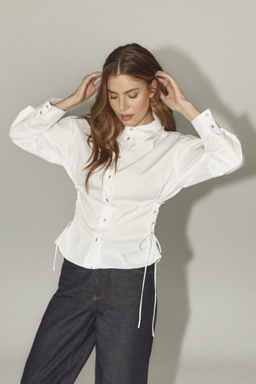 Co´Couture - Poppycc Eyelet Tie Shirt 35180 - 4000 - White