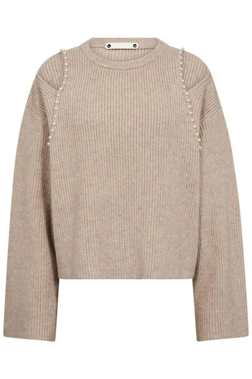 Co´Couture - Rowcc Rib Pearl Knit 32216 - 199 - Bone Strikbluser 
