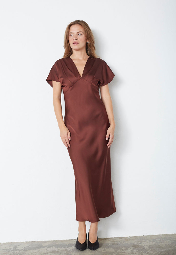 Co´Couture - Safiracc V-Dress 36565 - 145 - Dark Brown Kjoler 