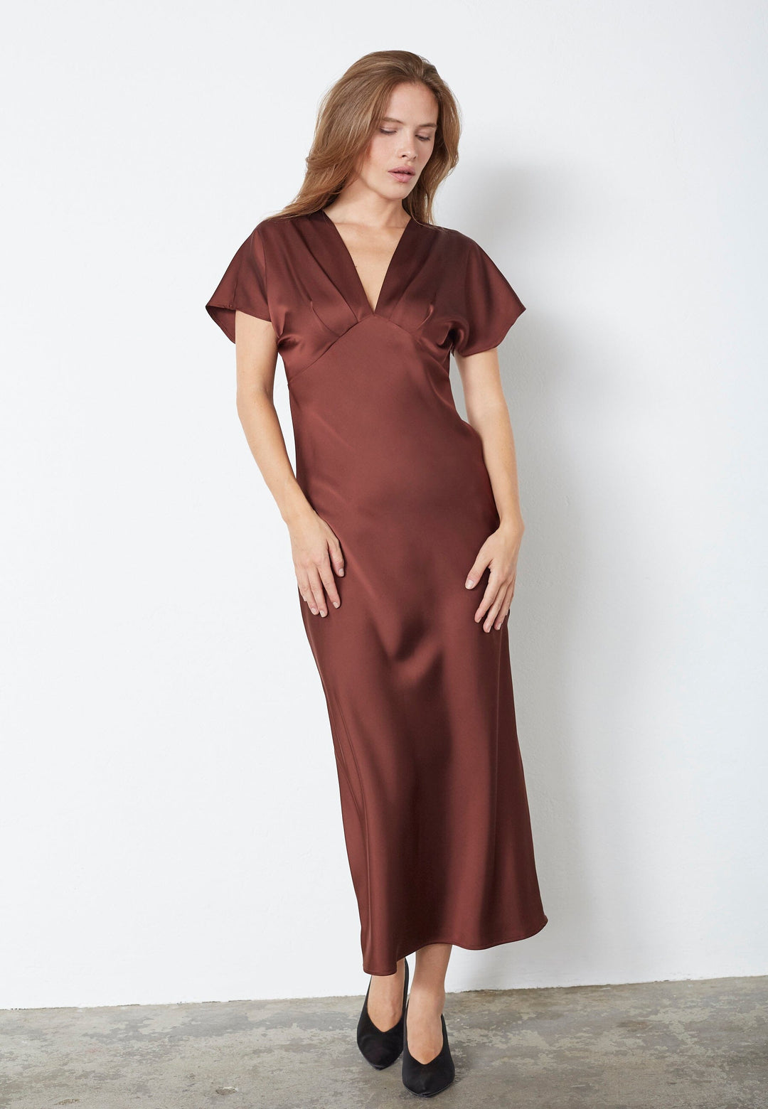 Co´Couture - Safiracc V-Dress 36565 - 145 - Dark Brown Kjoler 