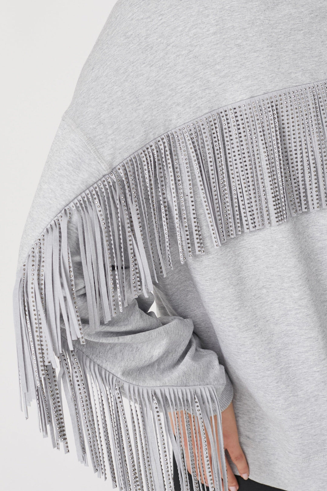 Co´Couture - Studcc Fringe Sweat 37031 - 138 - Light Grey Sweatshirts 