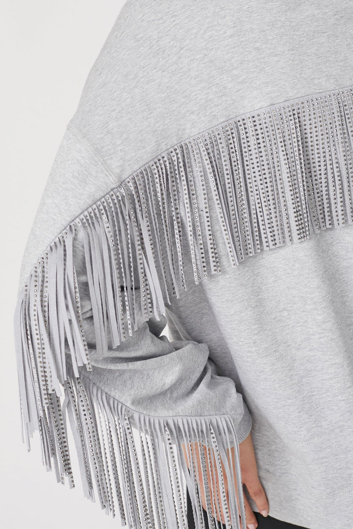 Co´Couture - Studcc Fringe Sweat 37031 - 138 - Light Grey Sweatshirts 