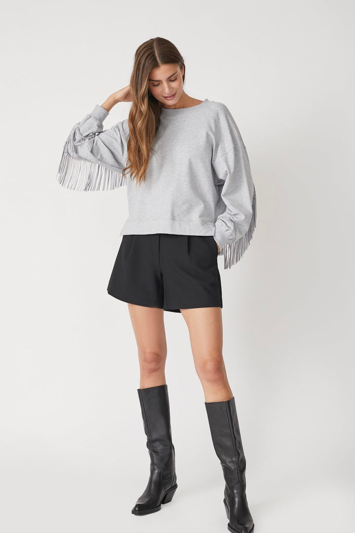 Co´Couture - Studcc Fringe Sweat 37031 - 138 - Light Grey Sweatshirts 
