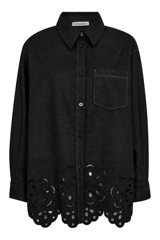 Co´Couture - Warrencc Wool Embroidery Shirt 35151 - 140 - Dark Grey Skjorter 