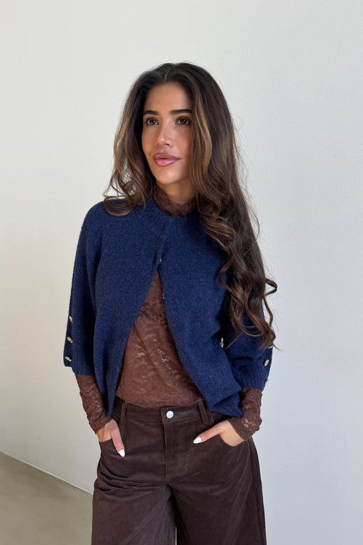 Continue - Anna Knit 15070 - Blue Strikbluser 