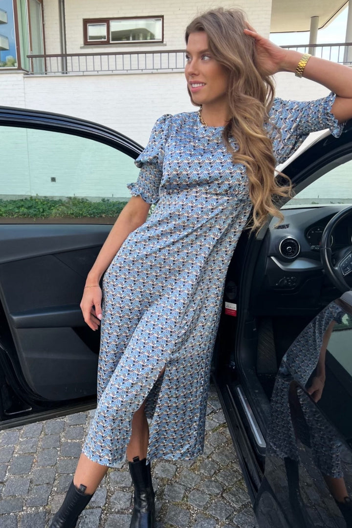 Continue - Bee Dress - Blue Grafic Kjoler 