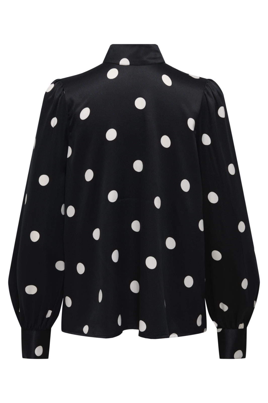 Only - Onllydia L/S Satin Bow Shirt - 4990930 Black White Dots