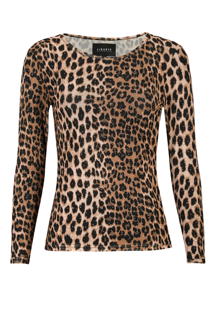 Liberte - Mesh-Ls-Sparkle-Tshirt 22134 - Lux Leo Diamond Dot