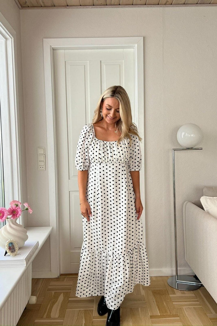 Dear Molly - Dot Dress 129650B - White W.black Dots Kjoler 