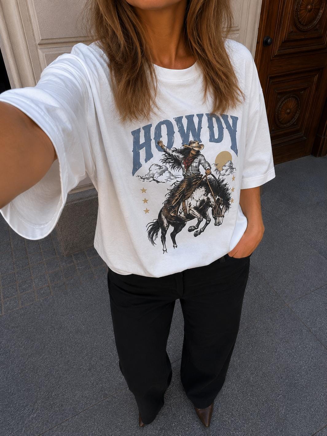 Dear Molly - Howdy T-Shirt Ch170408b - White T-shirts 