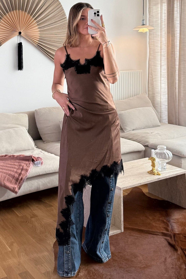 Dear Molly - Lace Long Dress - Brown Kjoler 