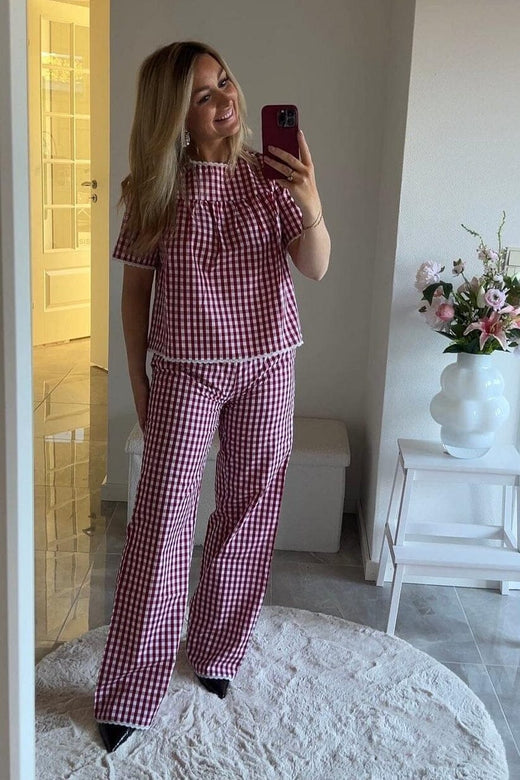 Dear Molly - Milk Pants 164241B - Bordeaux And White 