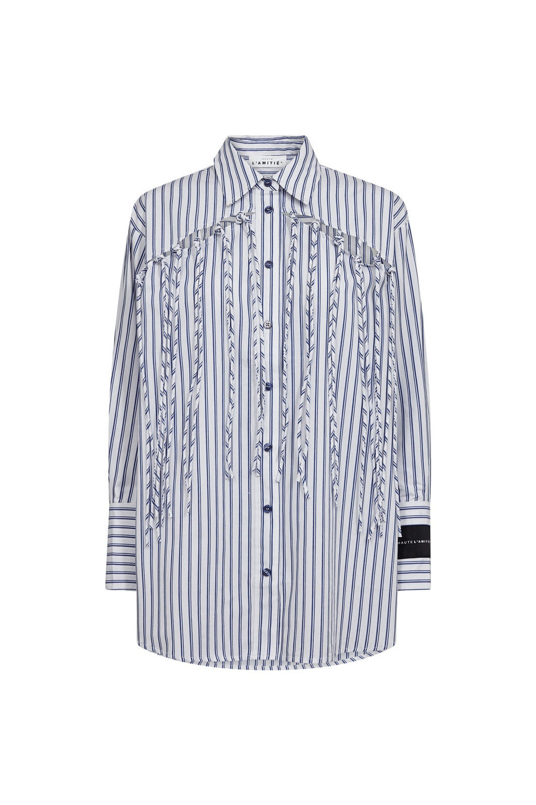Haute L'Amitié - Striped Fringe Shirt HL10522 - Blue/White Stripe