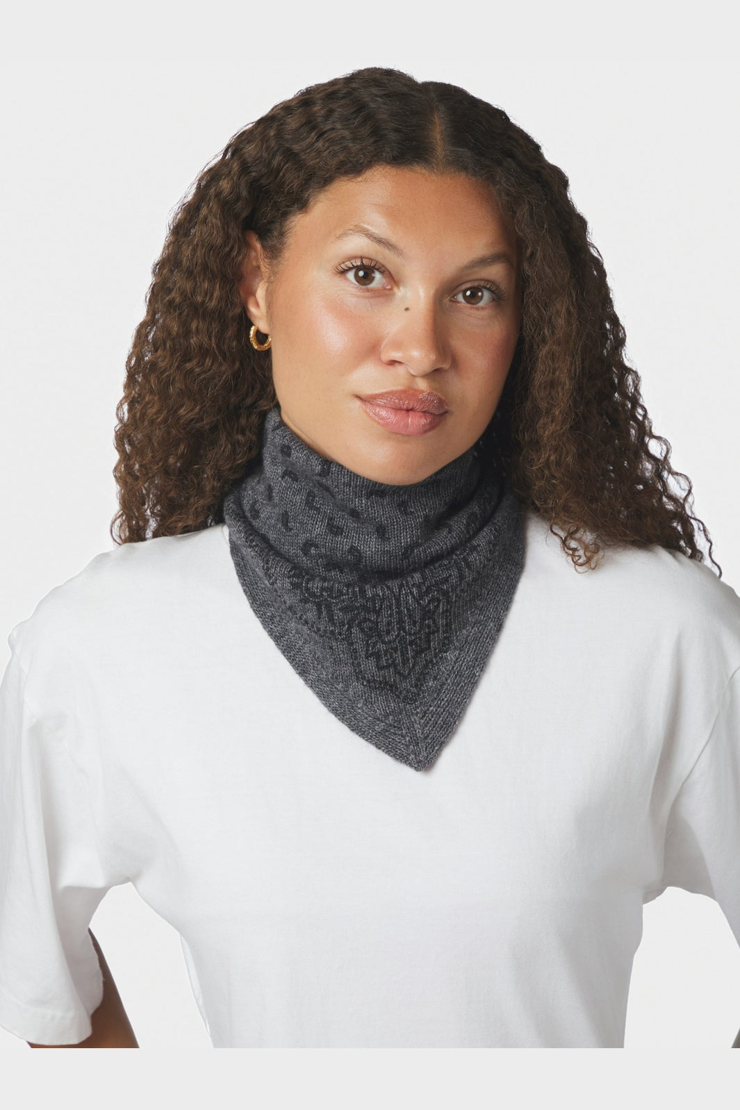 Neo Noir - Ariya Paisley Knit Scarf 171220 - 136 - Antracit Melange