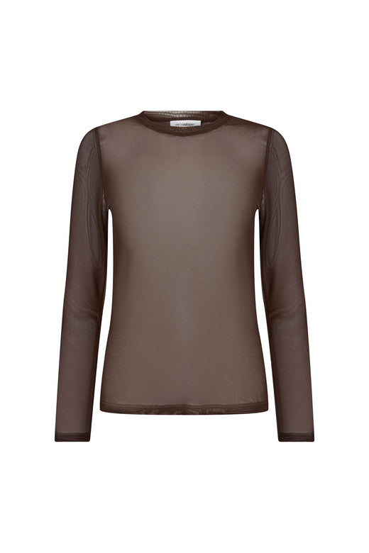 Co´Couture - 33201 Meshcc O-Neck Blouse 500806 - 20002 - Brown