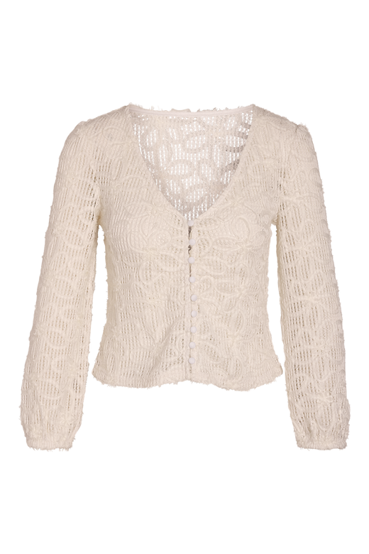 Noisy May - Nmkennedy L/S V-Neck Lace Top - 5231172 Snow White