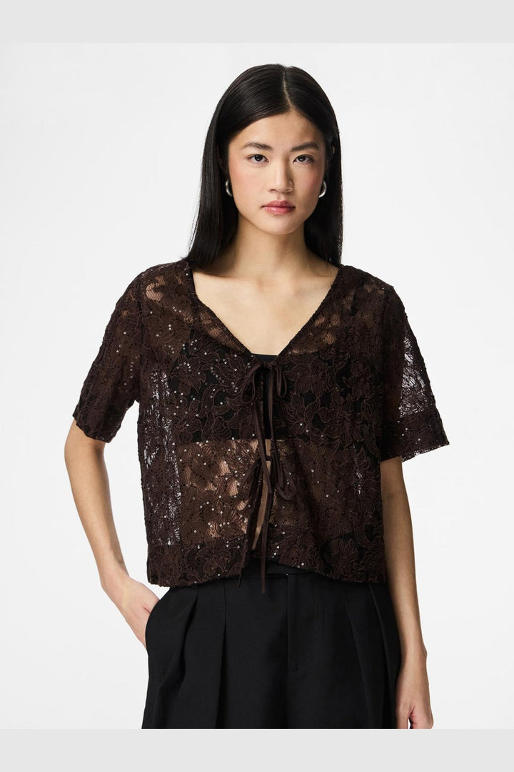 Pieces - Pclouise 2/4 V-Neck Tie Top - 5038956 Delicioso