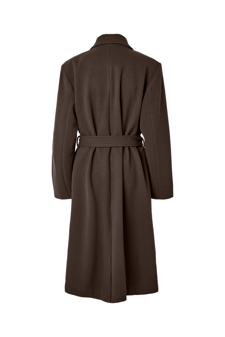 Pieces - Pcaya Long Coat - 5102327 Hot Fudge