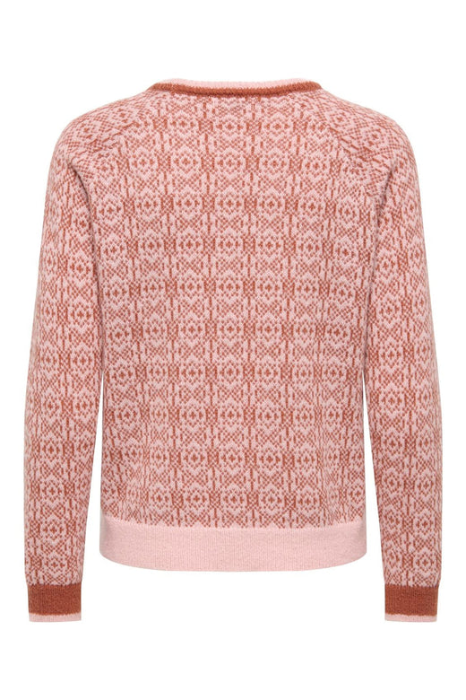 JDY - Jdybryn Life L/S Oneck Jacq Pullover Knt - 5049958 Peachskin W. Chutney Jacq.