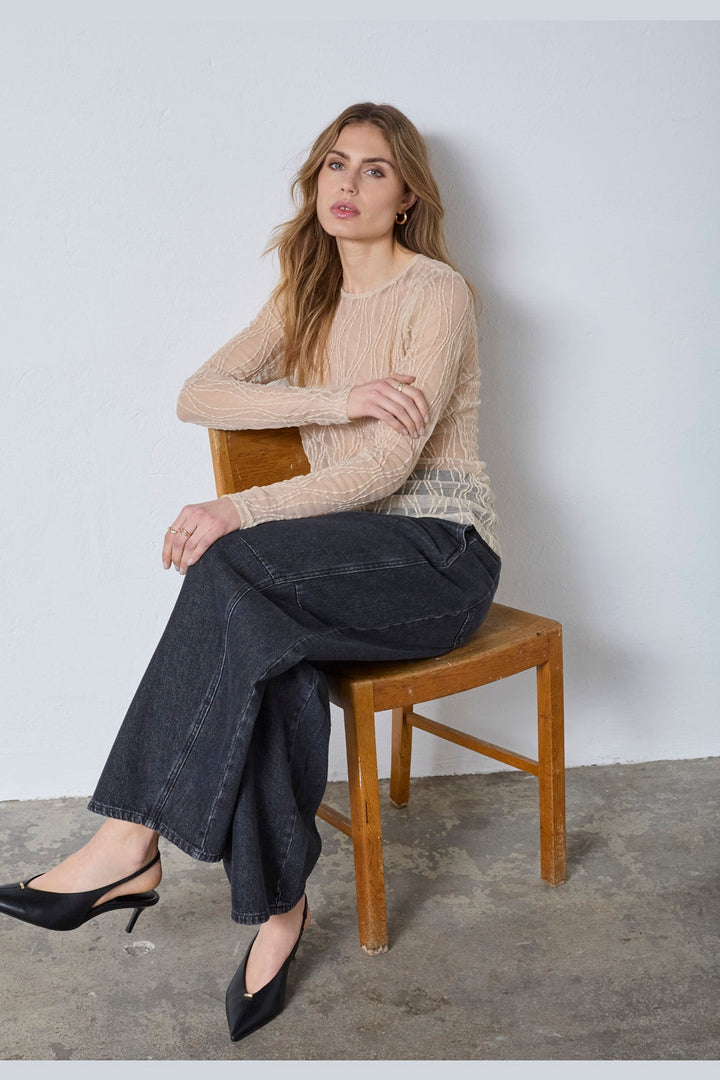 Co´Couture - Marcycc Mesh O-Blouse 43043 - 199 - Bone