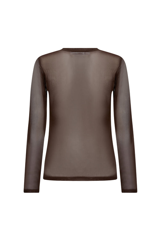Co´Couture - 33201 Meshcc O-Neck Blouse 500806 - 20002 - Brown