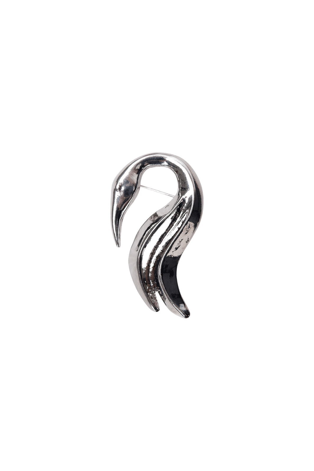 Black Colour - Bcswan Brooch 4547 - Silver Coloured