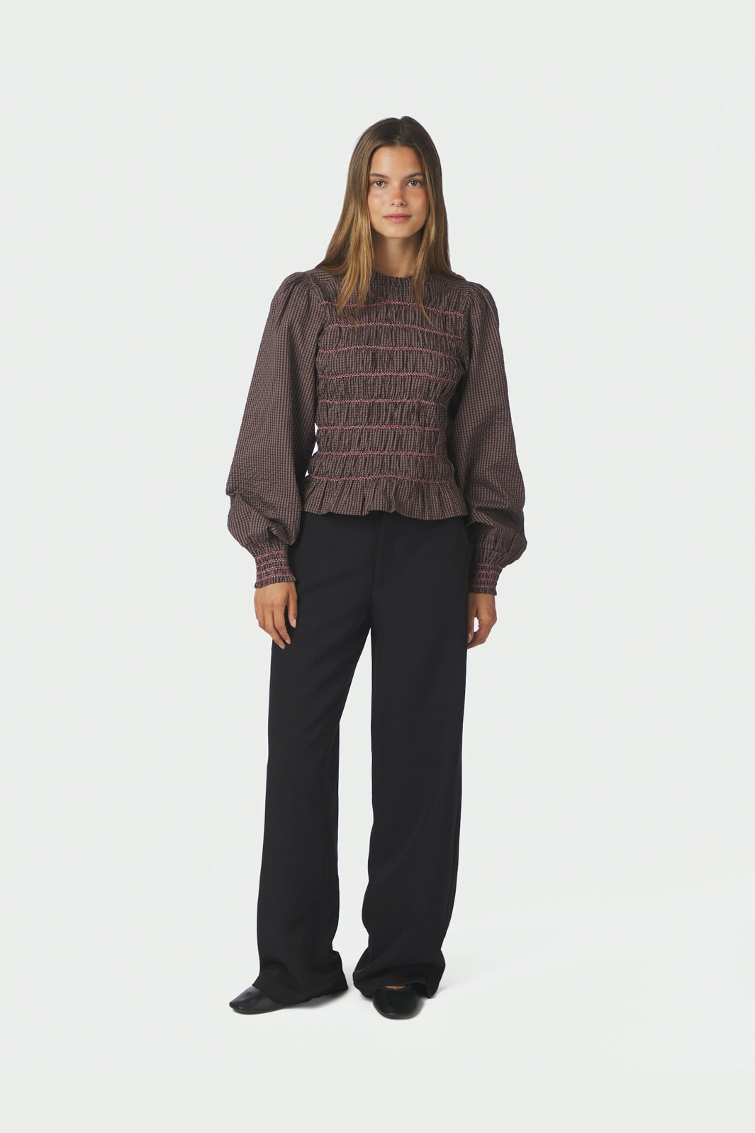 Neo Noir - Oliana Check Blouse 170534 - 306 - Dusty Brown