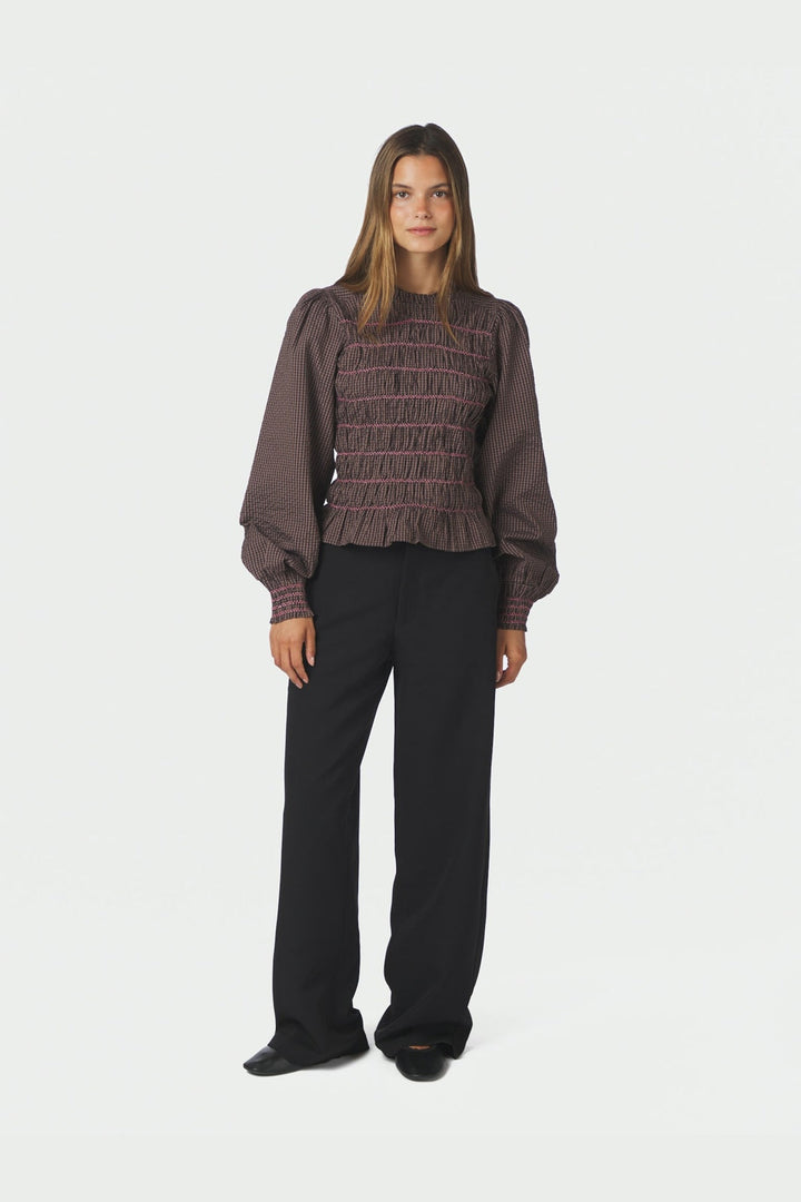 Neo Noir - Oliana Check Blouse 170534 - 306 - Dusty Brown