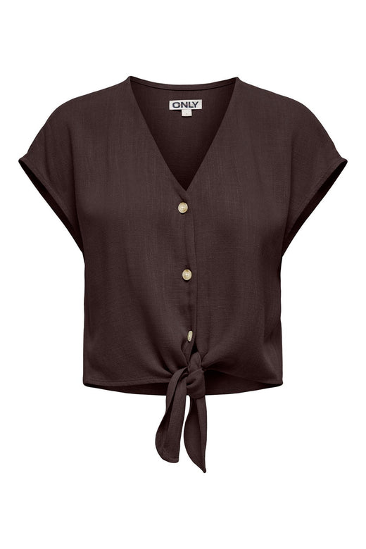 Only - Onlsiesta Ss Knot Lin Bl Shirt - 5085634 Black Coffee