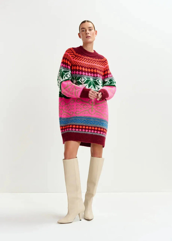 Essentiel Antwerp - Icon Jacquard Knit Dressicon - Combo1 Off White Kjoler 