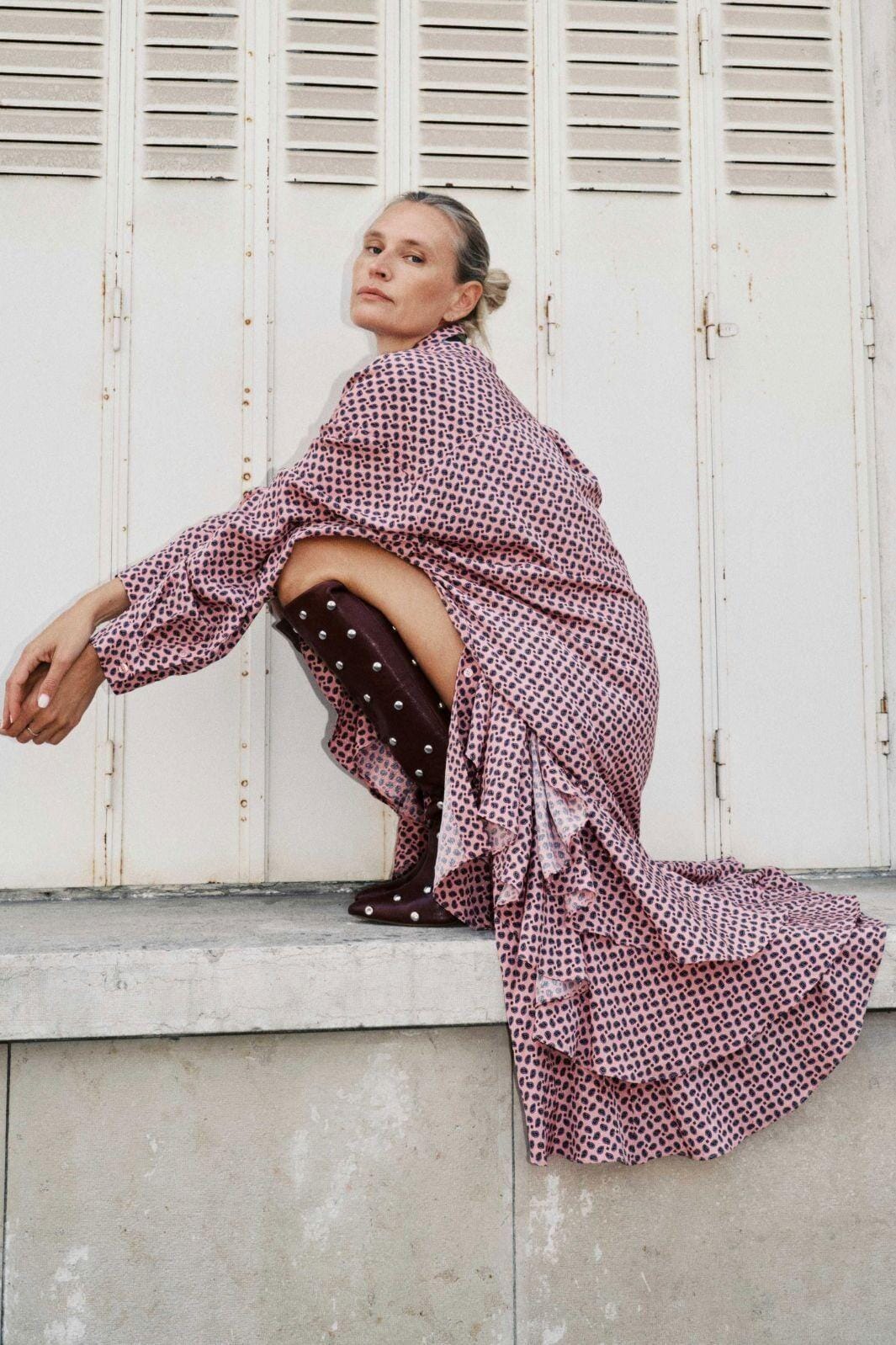 Essentiel Antwerp - Imagazine Tiered Ruffle Dressimagazine - Combo4 Sad Violet Kjoler 