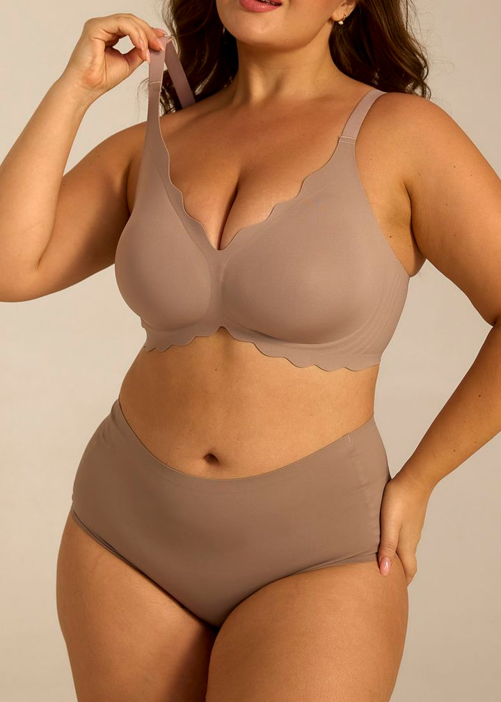 Femifemme - Softscallop Full Coverage BøJlefri Bh - Soft Mocha BH 