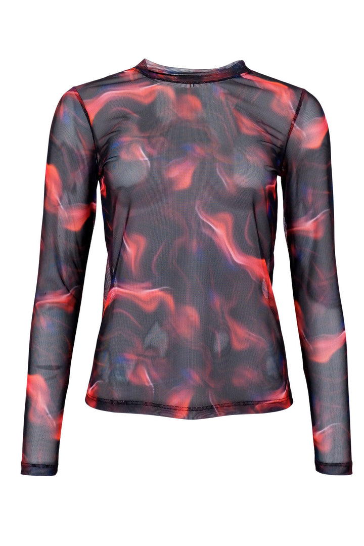 Black Colour - Bcflorence Mesh Blouse - Blurry Red