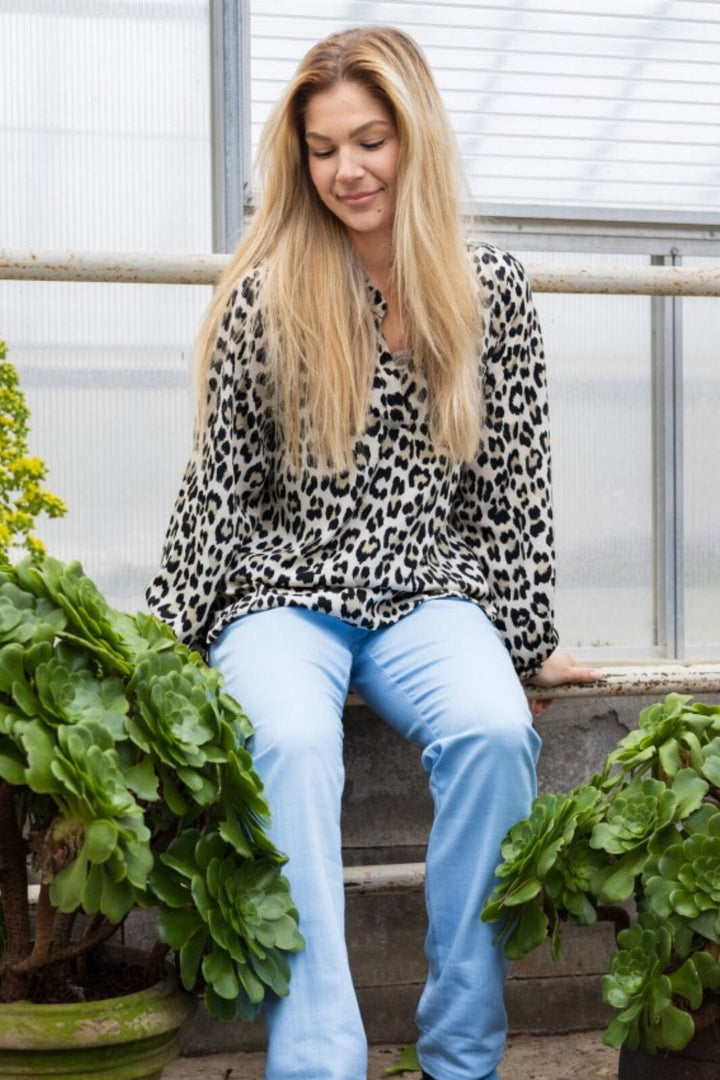 Black Colour - Bcluna Blouse - Lt. Leopard