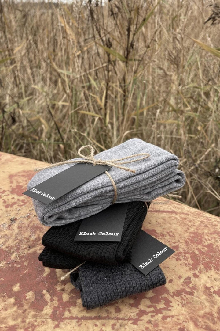 Black Colour - Bcmalika Kneehigh Rib Sock - Dk. Grey