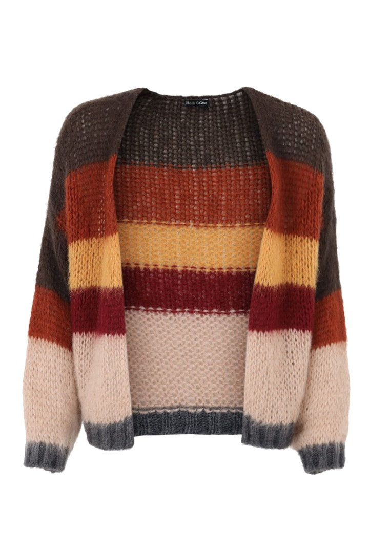 Black Colour - Bcruby Cardigan Multistriped - Coffee Multi