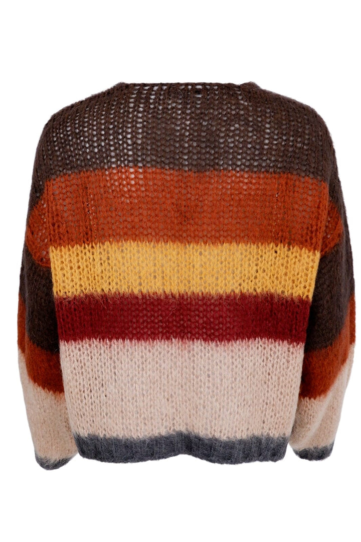 Black Colour - Bcruby Cardigan Multistriped - Coffee Multi