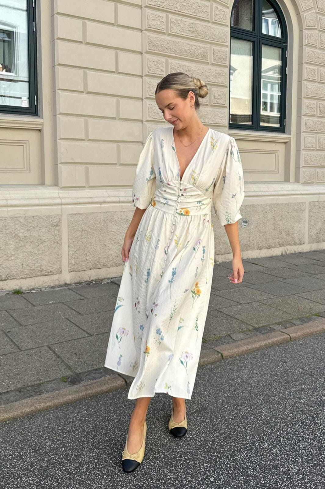 BYIC - Adelic Long Dress - owfp Off White Flower Print