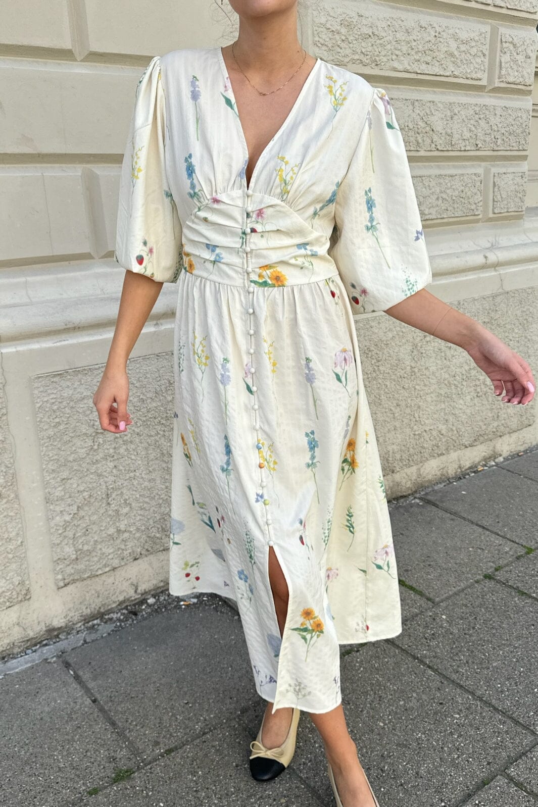 BYIC - Adelic Long Dress - owfp Off White Flower Print