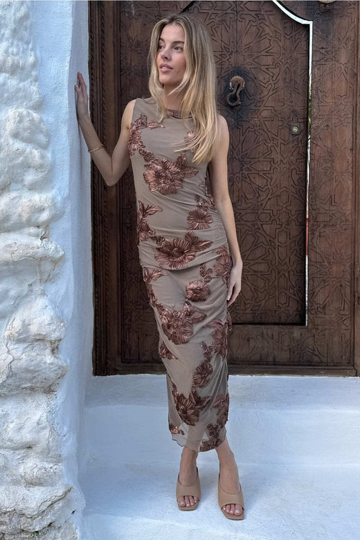 BYIC - Miraic Mesh Dress A23766 - Mocca Flower