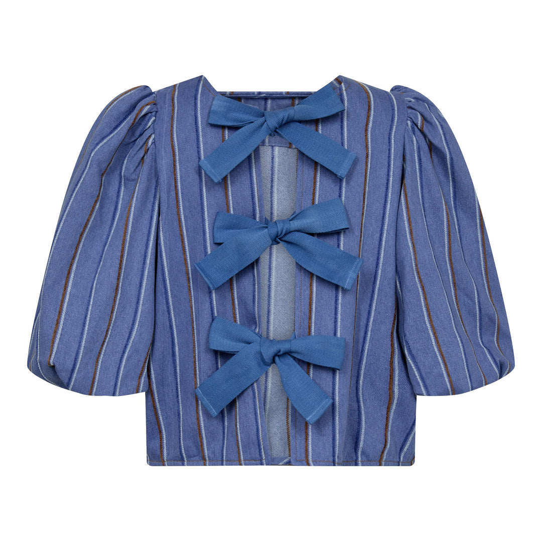 Co´couture - Brookecc Stripe Bow Blouse 35663 - 552 Denim Blue