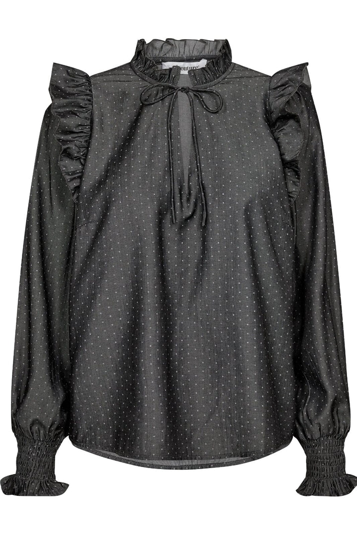 Co´couture - Dianacc Dot Frill Blouse 35590 - 139 Mid Grey