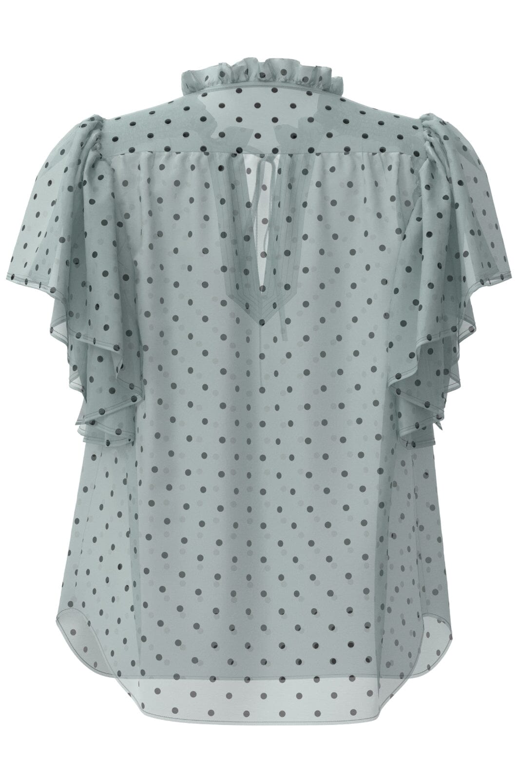 Co´couture - Dionnecc Dot Ss Frill Top 35664 - 23 Pale Blue