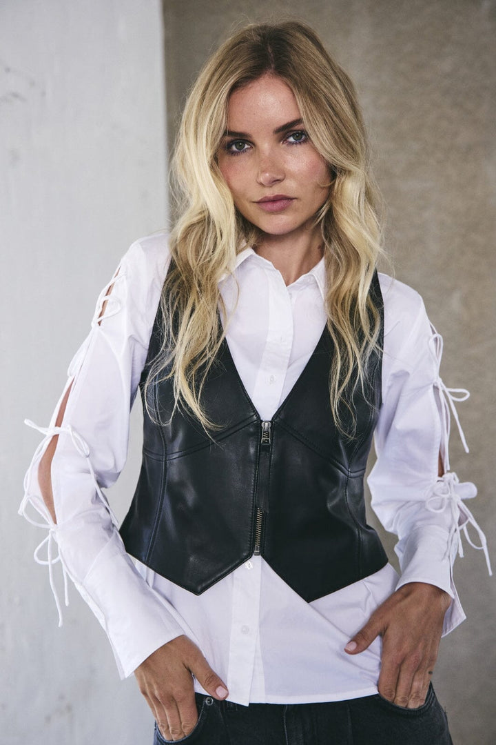 Co´couture - Phoebecc Leather Zip Vest 35731 - 96 Black