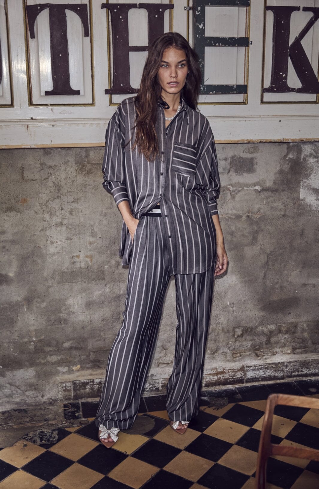 Co´couture - Suecc Stripe Oversize Shirt 35696 - 96 Black