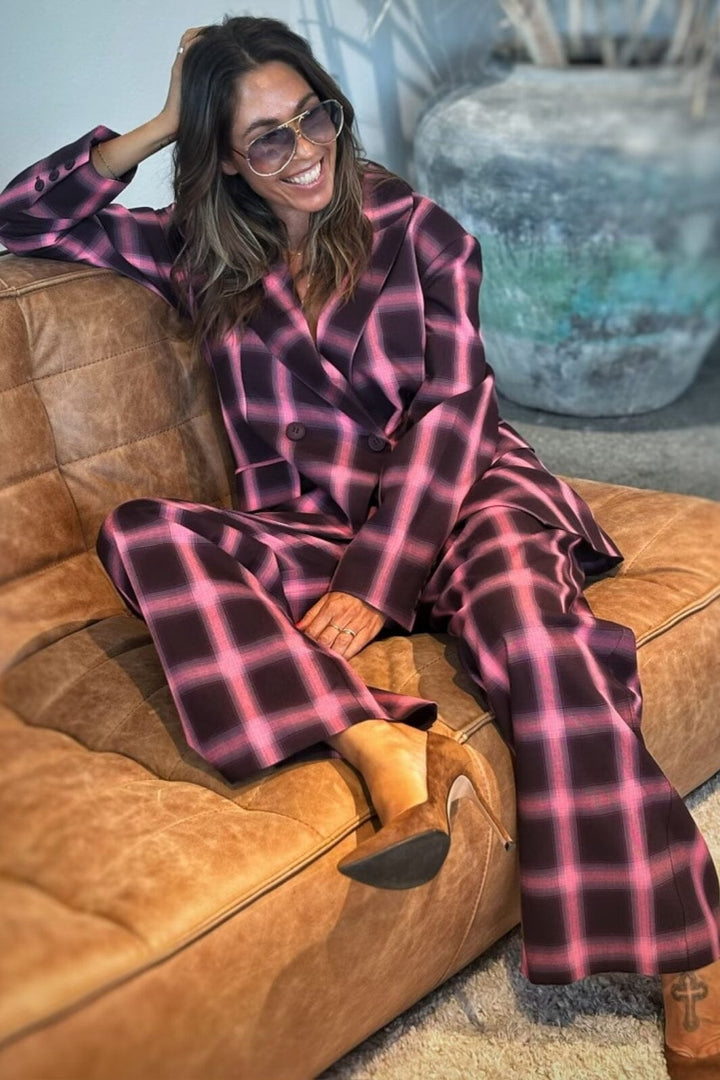 Gossia - Josuego Blazer - Bourgogne Pink Checks